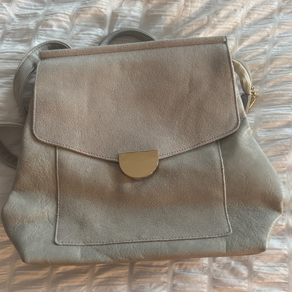 Grey Leather and suede Backpack